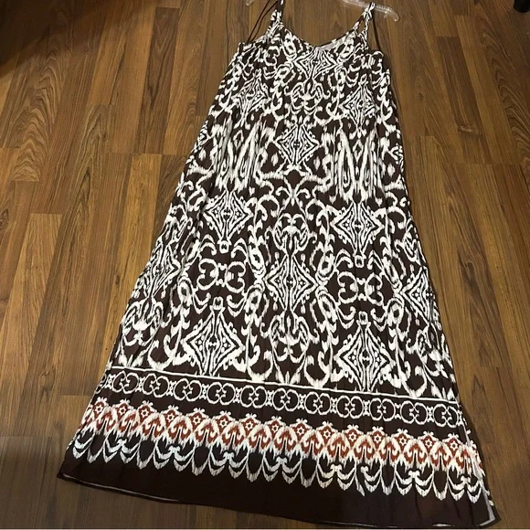 MSK Brown Printed Maxi Dress Lightweight Rayon - Picture 7 of 9